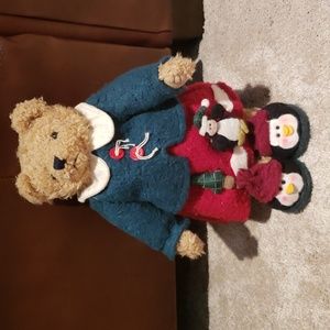 Vintage Christmas teddy bear penguin slippers and  outfit jointed New